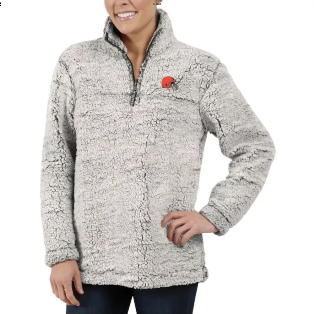 Cleveland Browns Womens Jacket Size Medium 1/4 Zip Sherpa Pullover GIII New